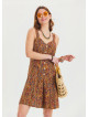 Thin Strap Button Detailed Short Mustard Ethnic Jumpsuit 4567